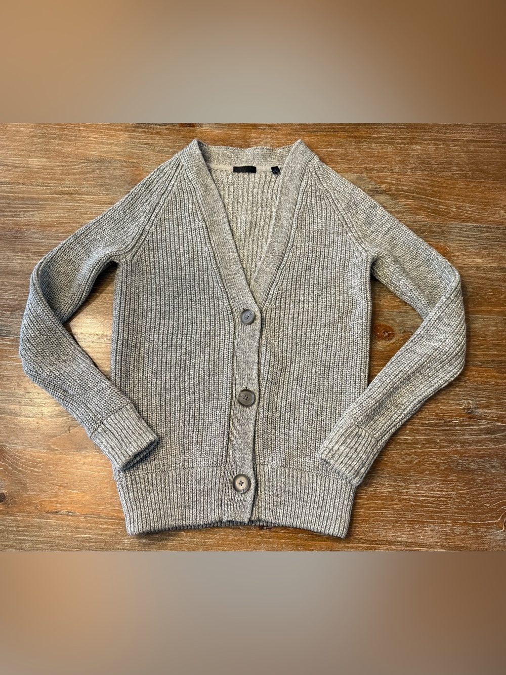 ATM ANTHONY THOMAS MELILLO GRAY RIBBED CARDIGAN SWEATER, SMALL